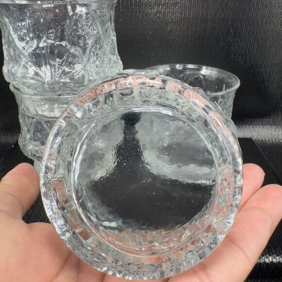 Anchor Hocking Rainflower Old Fashioned Clear Glasses Cups Set 4 BarWare Glasses - Picture 6 of 10